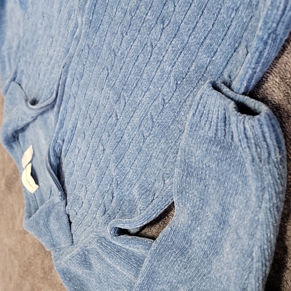 Alfred Dunner Blue Chenille Women's Cardigan With Zipper Large - Picture 3 of 6